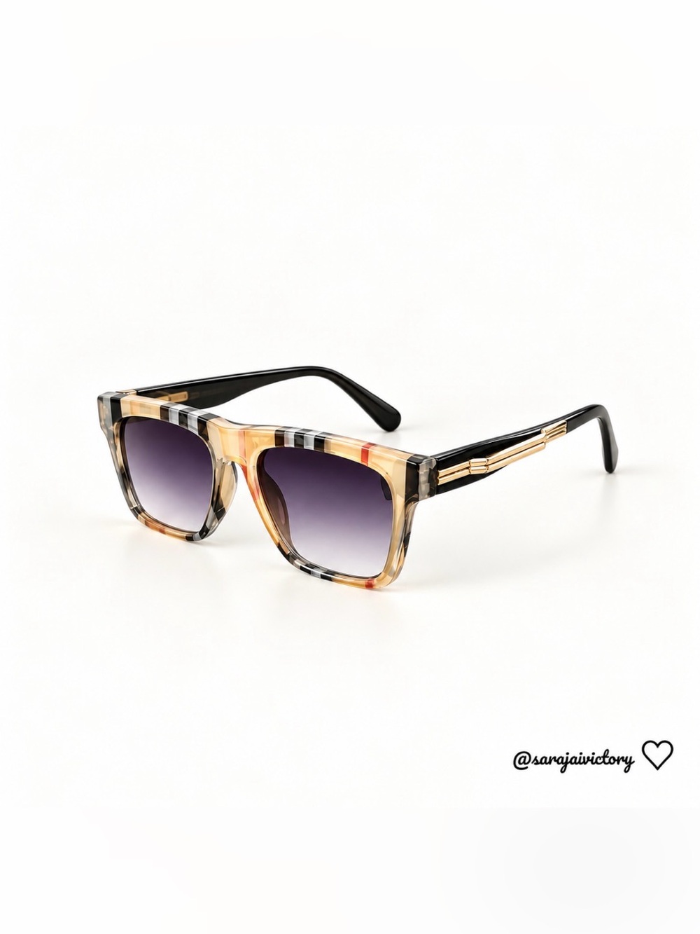 Tortoiseshell Square Sunglasses for women- Black Gradient Lenses